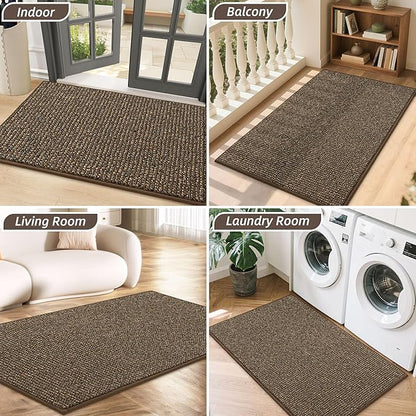 BEQHAUSE Dirt Trapper Door Mat 32" x 48", Non-Slip Washable Doormats Entrance Mat, Dirt Resistant and Absorbent Welcome Mat, Low Profile Floor Mats for Front Back Door and Entryway, Brown