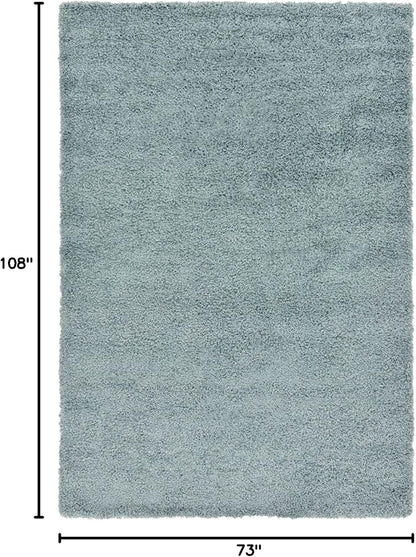 Unique Loom Solid Shag Collection Area Rug (6' 1" x 9' Rectangle, Light Slate Blue)