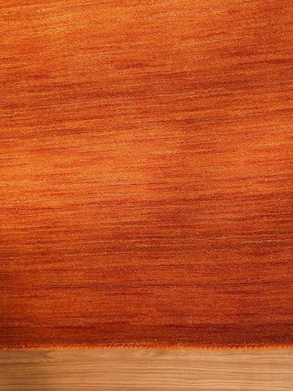 Rugsotic Carpets Hand Knotted Loom Wool ECO-Friendly Area Rugs - 5'7''x7'10'', Rectangle Shape, Orange, Solid, High Pile Thick Handmade Anti Skid Area Rugs for Living Room, Bed Room (L00111)