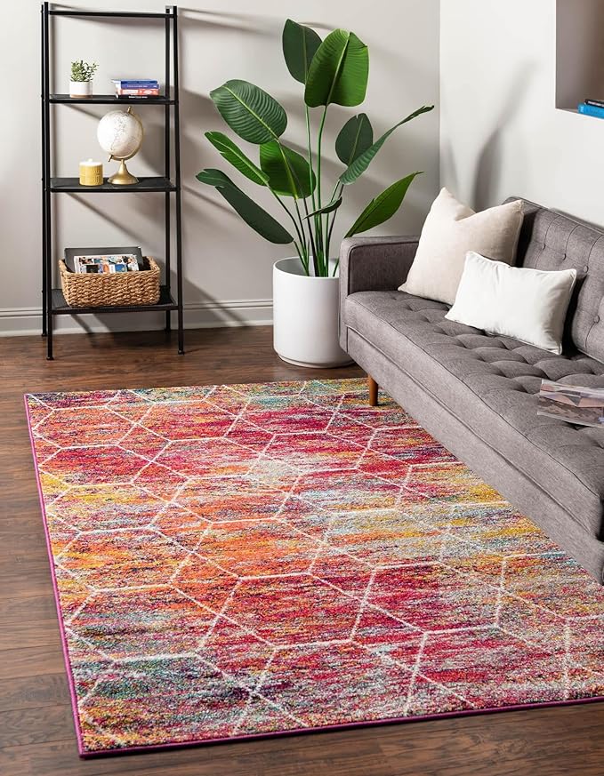 Unique Loom Trellis Frieze Collection Area Rug - Geometric (2' x 3', Multi/ Ivory)