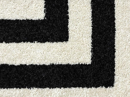Abani Contemporary Blue & Ivory 2'x3' Area Rug, Contrasting Geometric Modern Stripe Symmetrical Living Room Carpet Rugs