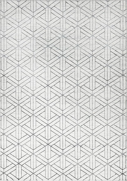 Rugs.com Lattice Trellis Collection Rug – 10' x 14' White Low-Pile Rug Perfect for Living Rooms, Large Dining Rooms, Open Floorplans