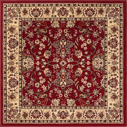 Unique Loom Sialk Hill Collection Area Rug - Washington (4' Square Burgundy/Cream)