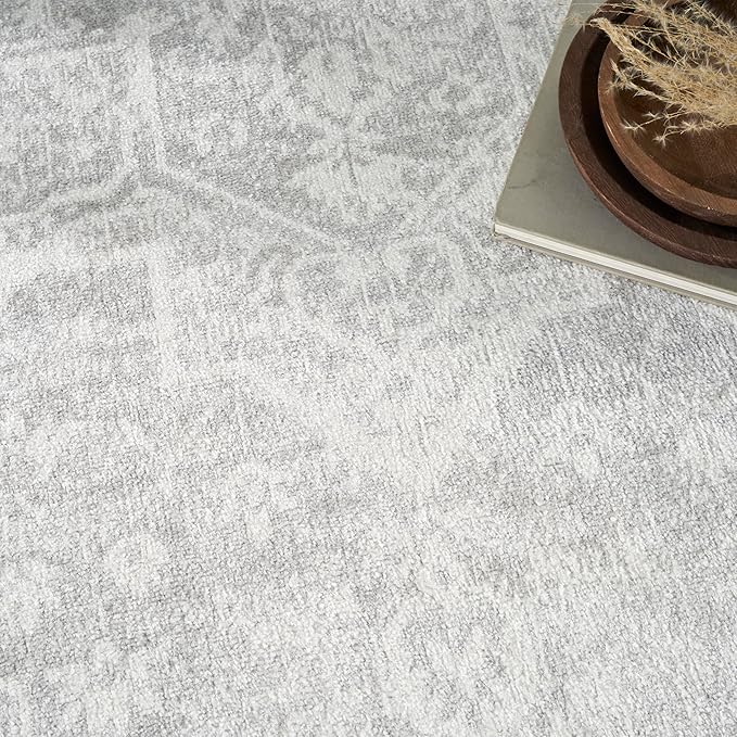 Nourison Home Astra Machine Washable Grey 7'10" x 10' Area Rug - Easy Clean, Non Shedding, Bed Room, Living Room, Dining Room, Kitchen (8' x 10')