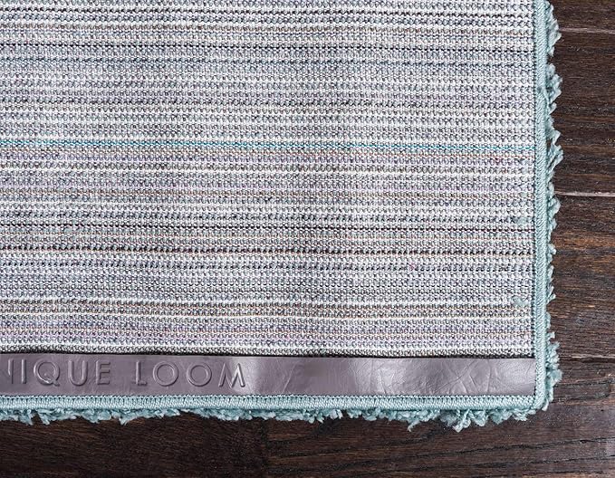 Unique Loom Solid Shag Collection Area Rug (3' 3" x 5' 3" Rectangle, Light Slate Blue)