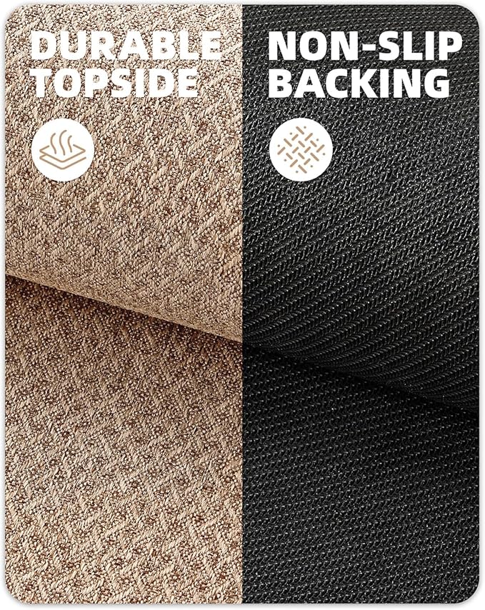 Color&Geometry Door Mat 3'x10' Runner Rug with Rubber Backing, Non Slip Washable Hallway Runner Kitchen Runner Rug, Carpet Runners for Hallway Living Room Bedroom, Beige (Rolled-up NO Creases)