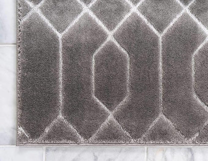 Unique Loom Glam Collection Area Rug - Trellis (10' x 13' Rectangle, Gray Silver/ Silver)