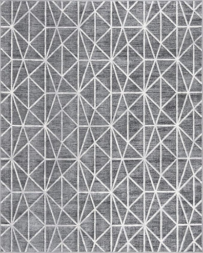 Rugs.com Lattice Trellis Collection Rug – 8' x 10' Gray Low-Pile Rug Perfect for Living Rooms, Large Dining Rooms, Open Floorplans