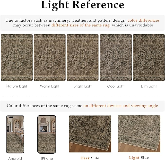 Hallway Runner Rug 2x5 Washable Brown Vintage Distressed Runner Oriental Soft Thin Indoor Carpet Non Slip Low Pile Throw Rug for Kitchen Bedroom Laundry Bedside Entryway