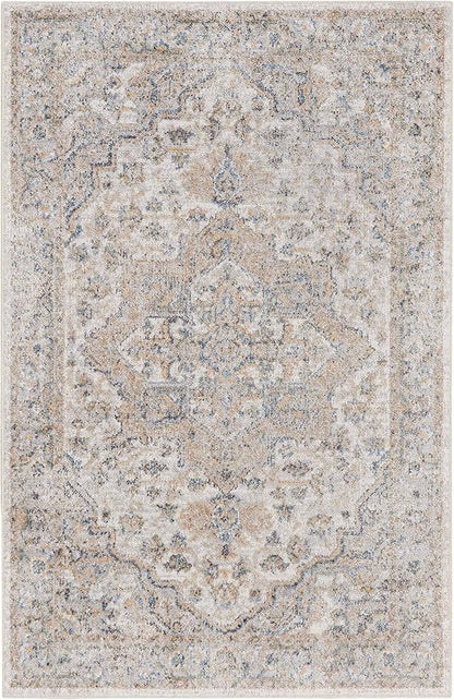 Nourison Home Astra Machine Washable Silver Grey 3'3" x 5' Area Rug - Easy Clean, Non Shedding, Bed Room, Living Room, Dining Room, Kitchen (3' x 5')