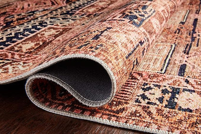 Loloi Layla Collection LAY-14 Mocha/Blush 2'-6" x 12'-0" .13" Thick Runner Rug, Soft, Durable, Vintage Inspired, Distressed, Low Pile, Non-Shedding, Easy Clean, Printed, Living Room Rug