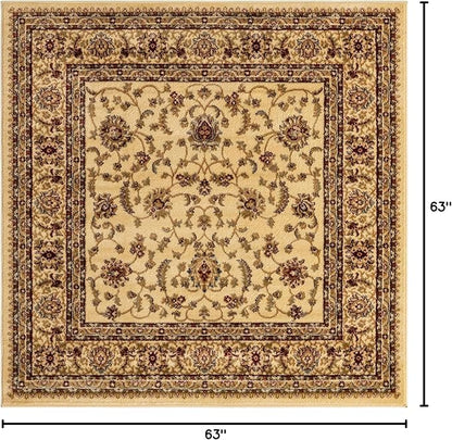 Unique Loom Voyage Collection Traditional Oriental Classic Area Rug (5' 0 x 5' 0 Square, Ivory/Gold)
