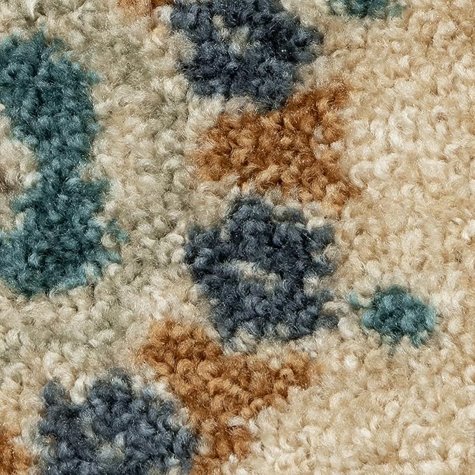 Maples Rugs Reggie Floral Runner Rug - Made in USA - Washable, Non Slip Indoor Carpet for Kitchen, Hallway, and Laundry Room, 2' x 9', Beige