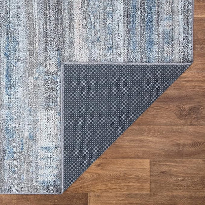 Bloom Rugs Washable Non-Slip 4' x 6' Rug - Gray/Blue/Blush Modern Abstract Area Rug for Living Room, Bedroom, Dining Room, and Kitchen - Exact Size: 4' x 6'