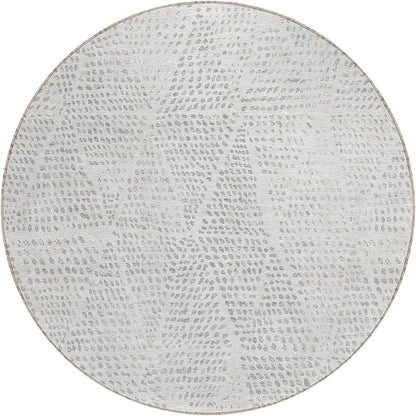 Addison Rugs Chantille ACN591 Silver 8' x 8' Indoor Outdoor Round Rug, Easy Clean, Machine Washable, Non Shedding, Bedroom, Living Room, Dining Room, Kitchen, Patio Rug