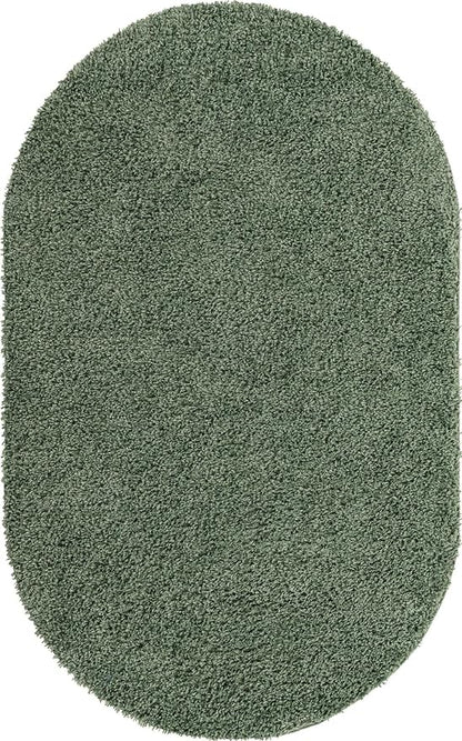 Unique Loom Davos Shag Collection Area Rug - Solid (3' 3" x 5' 3" Oval, Sage)