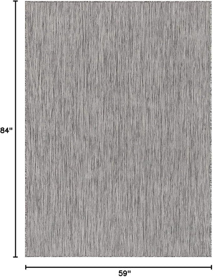 Beverly Rug Indoor Outdoor Rug 5x7, Washable Outside Carpet for Patio, Deck, Porch, Solid Modern Area Rug, Water Resistant, Silver Gray