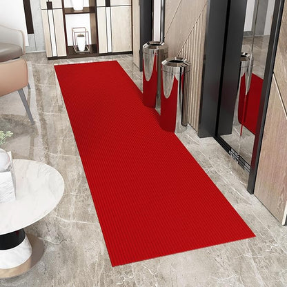 Ottomanson 2'7" x 48' Hallway Runner with Scraper Pile Extra Durable Non-Slip Rug Mat for Indoor & Outdoor Use - Ideal for Kitchen, Entryway, Patio & Garage - High-Traffic Carpet, Red