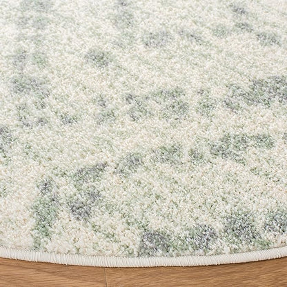 SAFAVIEH Adirondack Collection 6' Round Ivory/Green ADR131X Modern Diamond Distressed Non-Shedding Living Room Dining Bedroom Foyer Area Rug