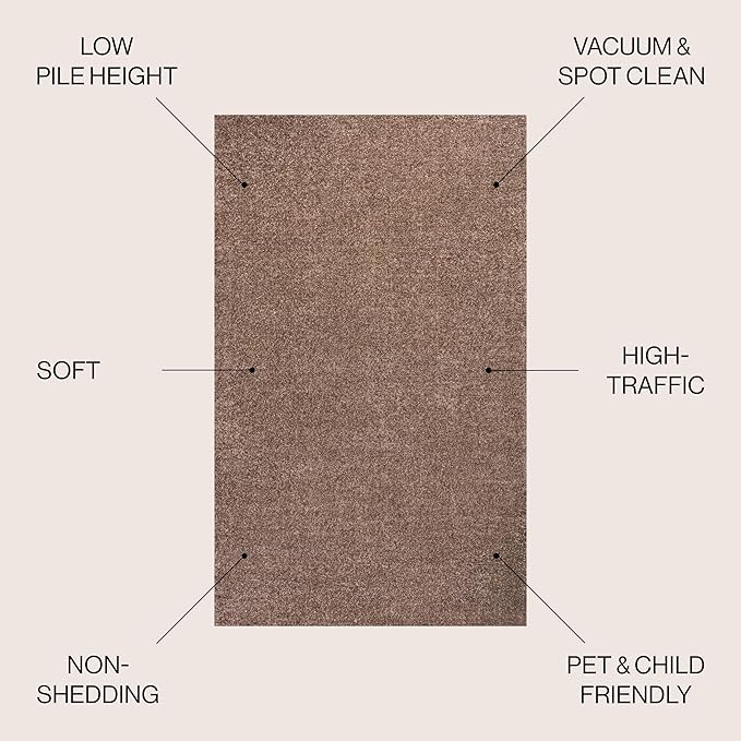 JONATHAN Y Haze Solid Low-Pile Brown 8' Round Indoor Area Rug, Coastal,Bohemian,Minimalist,Classic, Easy-Cleaning for Living Room,Bedroom,Kitchen,Pet Friendly,Non-Shedding (SEU100J-8R)
