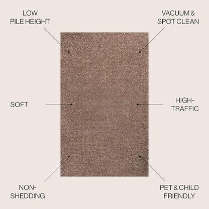 JONATHAN Y Haze Solid Low-Pile Brown Indoor Area Rug 4x6, Coastal,Bohemian,Minimalist,Classic, Easy-Cleaning for Living Room,Bedroom,Kitchen,Pet Friendly,Non-Shedding (SEU100J-4)