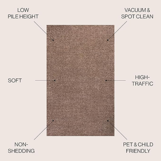 JONATHAN Y Haze Solid Low-Pile Brown Indoor Area Rug 4x6, Coastal,Bohemian,Minimalist,Classic, Easy-Cleaning for Living Room,Bedroom,Kitchen,Pet Friendly,Non-Shedding (SEU100J-4)