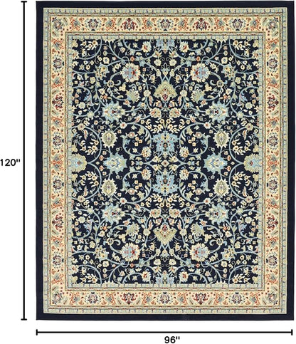 Rugs.com Yasmin Collection Rug – 8' x 10' Navy Blue Medium Rug Perfect for Living Rooms, Large Dining Rooms, Open Floorplans