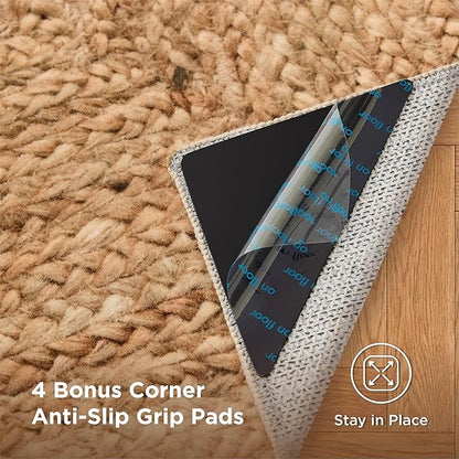 Bedsure 8x10 Printed Jute Rug for Living Room, Machine Washable Rugs, Jute-Look Rug, Non-Slip Backing, Non-Shedding