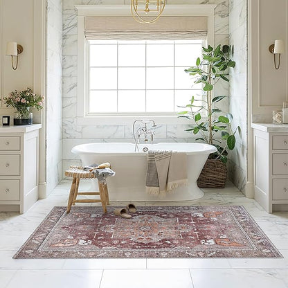 Washable Area Rug. Modern Farmhouse. Vintage. Turkish. Bohemian. Distressed. Oriental. Traditional. Rugs for Living Room. Dining. Bedroom. Office. Entryway. Foyer. (857RB, 5'9 x 8'9)