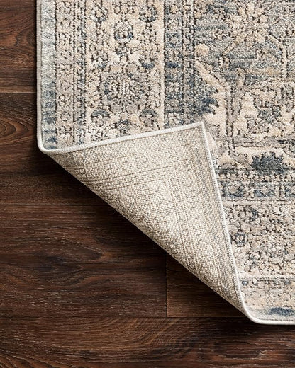 Loloi Teagan Collection TEA-04 Sky/Natural 6'-7" x 9'-2" Area Rug, Large, Soft Neutral Rug, High-Traffic for Living Room, Bedroom, Home Office, Dining Area