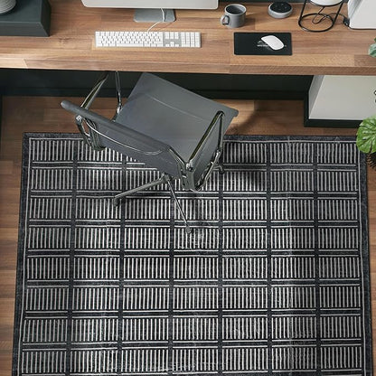 Rugshop Bohemian Stripe Lines Washable Non Slip Area Rug 3' x 5' Black