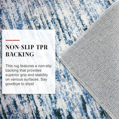 Modern Abstract Entryway Rug Indoor 2x3 Washable Rug Non-Slip Soft Small Area Rug Grey Blue White Kitchen Mats Thin Print Faux Wool Floor Carpet Throw Rugs for Entrance Bedroom Home Decor