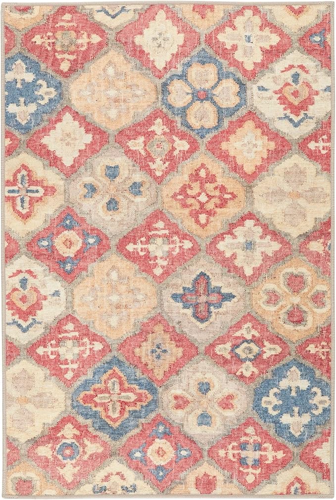 Dash and Albert Pali Machine Washable Area Rug - Runner - 2.5' x 8' Multicolor - Geometric Accent Rug - Anti-Slip Backing, Lightweight, Machine Washable, High Traffic Areas Kitchen, Mudroom, Entryway