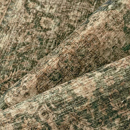 2x5 Washable Vintage Runner Rug Green Brown Hallway Kitchen Carpet Non-Slip Soft Low Pile Distressed Throw Rug for Bedroom Bathroom Laundry Living Room