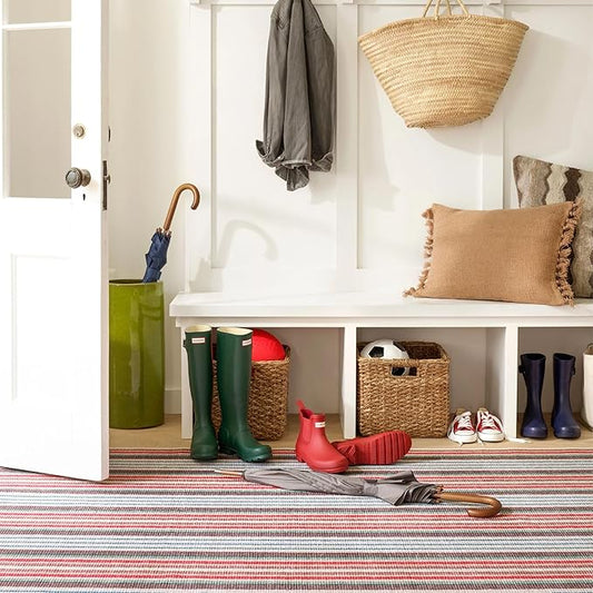 Dash & Albert Ranch Stripe Machine Washable Rug, 4 X 6 Feet, Multi Stripe Pattern