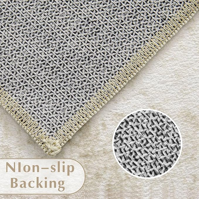 Area Rug 4x6 Entryway Rugs - Machine Washable Vintage Boho Area Rug Non-Slip Bedroom Rugs Soft Stain Resistant Living Room Carpet, Oriental Distressed Rug for Dining Room Office Nursery(Ivory, 4'x6')