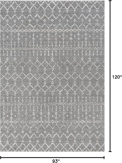 JONATHAN Y Boho Vintage Diamond Gray/Ivory Indoor Area Rug 8X10 ft, Moroccan Hype for Living Room, Bedroom, Kitchen, Office, Easy-Cleaning, High Traffic, Pet-Friendly, Non-Shedding (MOH101C-8)