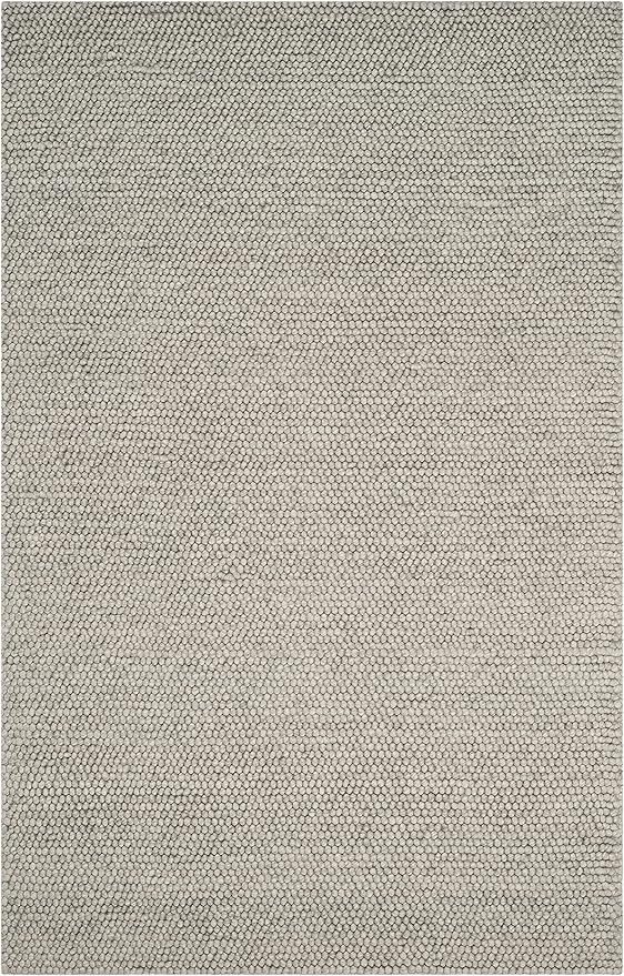 SAFAVIEH Area Rug 5x8 - Natura Collection - Silver, Handmade Wool Blend, Textured Design, Ideal for Living Room, Bedroom, Dining Space (NAT620C)