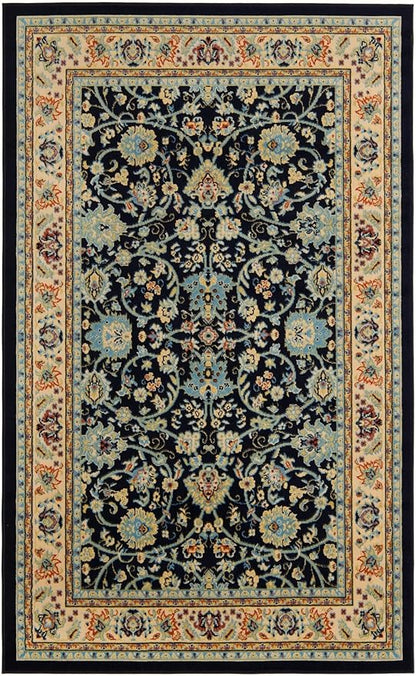 Rugs.com Yasmin Collection Rug – 5' x 8' Navy Blue Medium Rug Perfect for Bedrooms, Dining Rooms, Living Rooms