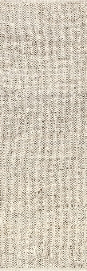 nuLOOM 2'6" x 12' Elfriede Jute & Cotton Hand Woven Area Rug, Natural, Solid Rustic Farmhouse Style, Weaved Design, Natural Fiber, For Bedroom, Living Room, Dining Room, Hallway, Office, Entryway