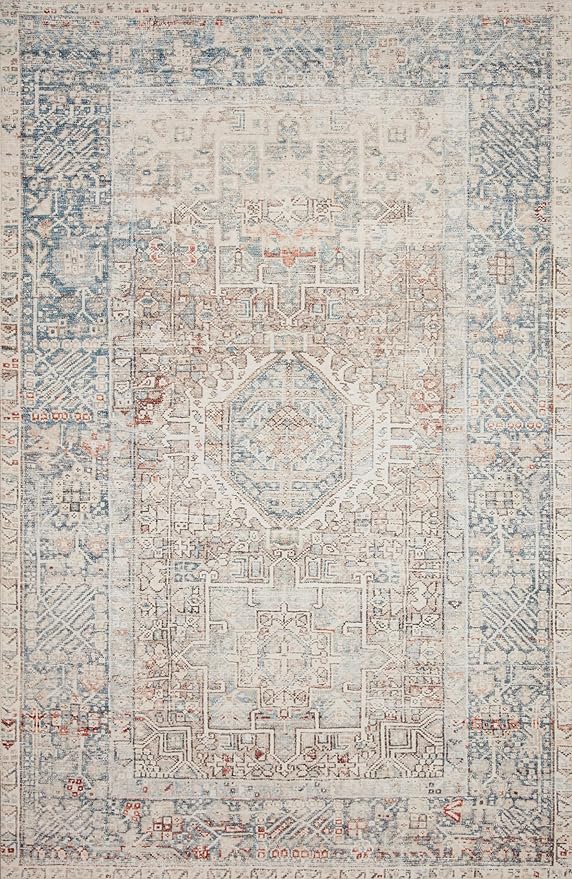 Loloi Chris Loves Julia Jules Collection JUL-07 Natural/Ocean 2'-6'' x 12'-0'', .13" Pile Height, Runner Rug