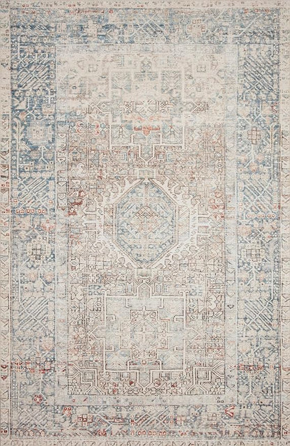 Loloi Chris Loves Julia Jules Collection JUL-07 Natural/Ocean 2'-6'' x 12'-0'', .13" Pile Height, Runner Rug
