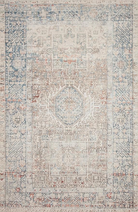 Loloi Chris Loves Julia Jules Collection JUL-07 Natural/Ocean 2'-3'' x 3'-9'', .13" Pile Height, Accent Rug