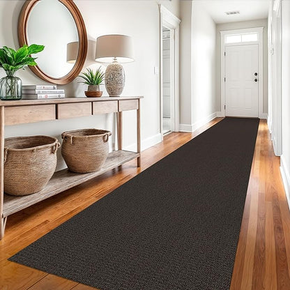 EARTHALL Extra Long Runner Rug 3x16 Ft Washable Runners for Hallways Cotton Non Slip Entryway Runner Braided Kitchen Runner Indoor Outdoor Carpet Runners for Hotels, Hall, Stair, Taupe/Coffee