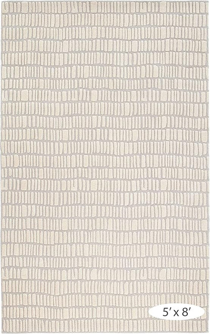 Dash and Albert Roark Wool Area Rug - 7.5 X 9.5 Ivory Geometric Hand Tufted Accent Rug - Durable, High Traffic Areas Hallway, Living Room, Stairs - Premium Luxury Hotel Quality Soft Breathable