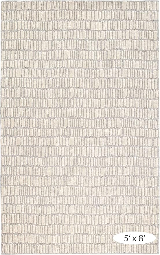Dash and Albert Roark Wool Area Rug - 4' x 6' Ivory Geometric Hand Tufted Accent Rug - Durable, High Traffic Areas Hallway, Living Room, Stairs - Premium Luxury Hotel Quality Soft Breathable
