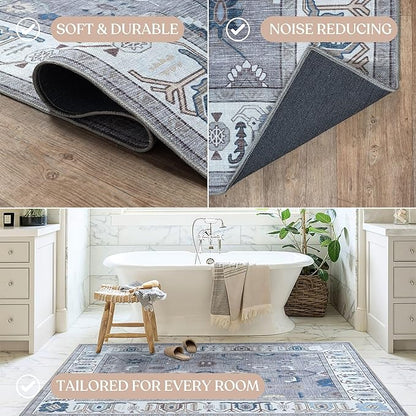 Fame Living Grey Oushak Rug, Modern, Vintage, Turkish, Eclectic, Floral, Pastel, Washable, Oversized, Extra Large Area Rugs for Living Room, Dining, Bedroom, Lounge 9'5"x14'