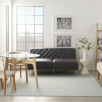 Nourison Home Courtyard Ivory Aqua 9' x 12' Area Rug - Easy Clean, Non Shedding, Bed Room, Living Room, Dining Room, Kitchen (9' x 12')