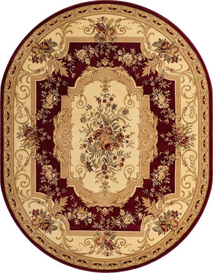 Rugs.com Chateau Collection Rug - 8' x 10' Oval Red Medium Pile Rug