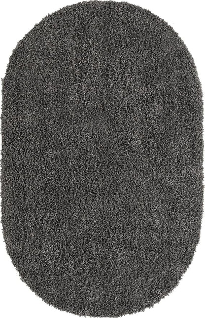 Unique Loom Davos Shag Collection Area Rug - Solid (5' 3" x 8' Oval, Peppercorn)